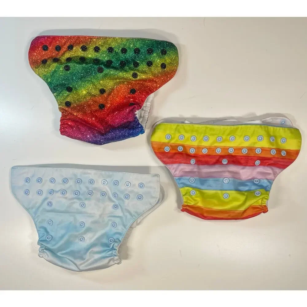 Mama Koala Reusable Cloth Diapers Rainbow Lot Pocket Snap One Size 3 Pack
